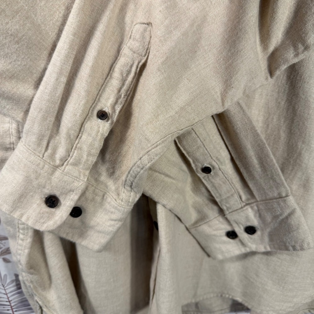 Mutual Weave Beige Button Up Shirt Men's XXL Long Sleeve Woven 100% Cotton - Picture 4 of 13